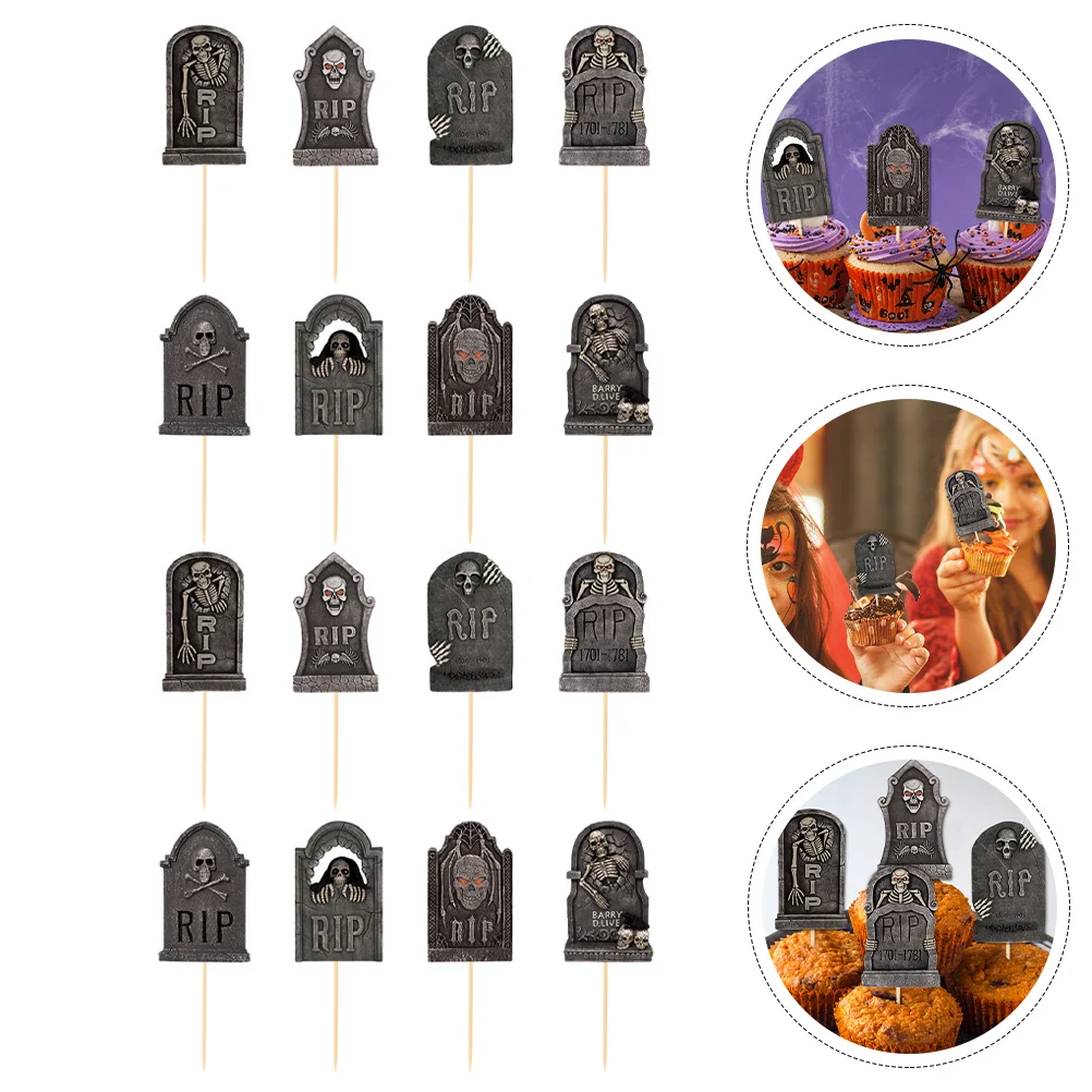 

Picks Cupcake Cake Decor Party Toppers Tombstone Topper Graveyard Horror Dessert Decorations Gravestone Style Theme Treat
