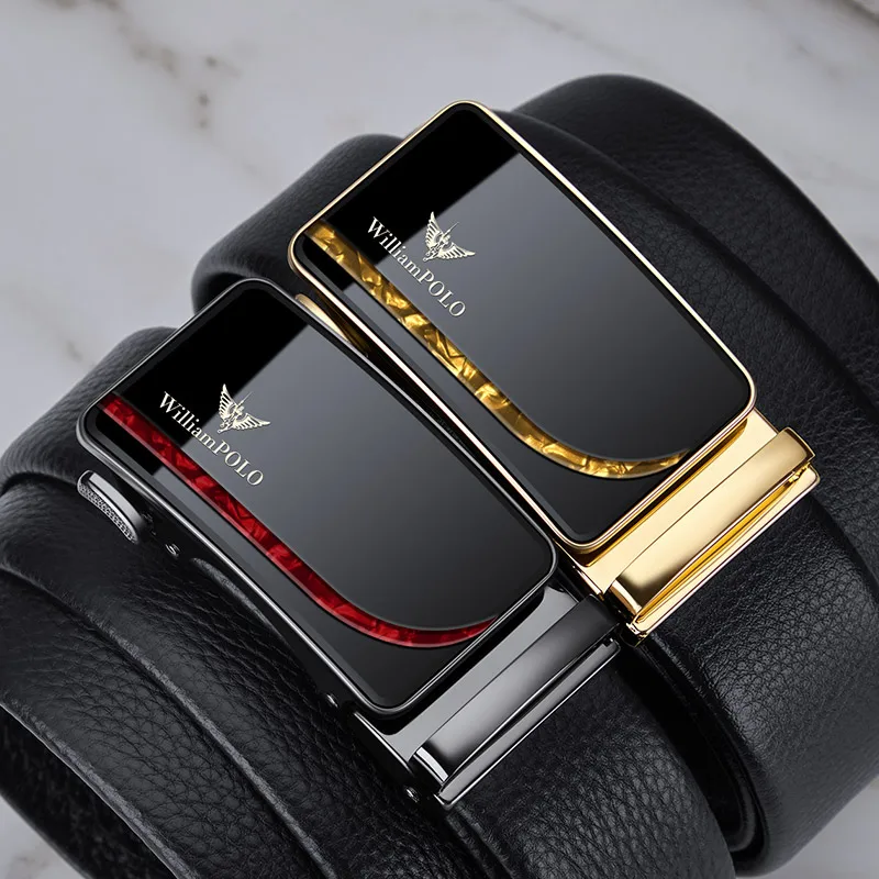 Fashionable and versatile men's belt, leather automatic buckle belt, personalized and high-end belt