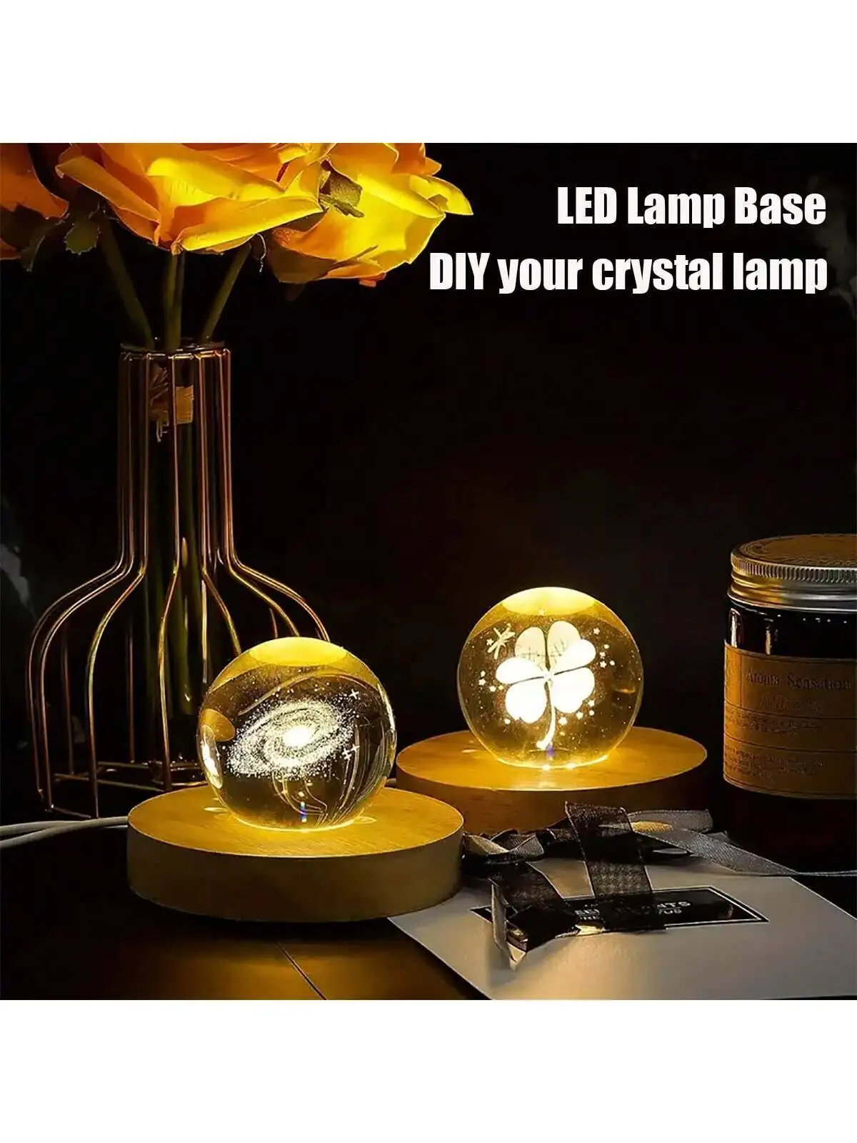 1 шт. круглый деревянный ночник со светодиодной подсветкой и USB-интерфейсом