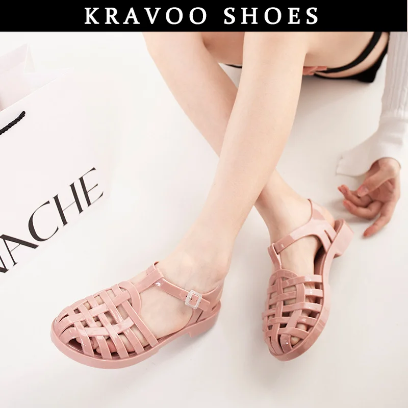 

KRAVOO Shoes Women Hollow Roman Plastic Sandals Women Solid Female Slippers Princess Buckle Female Shoes 2023 New Shoes Summer