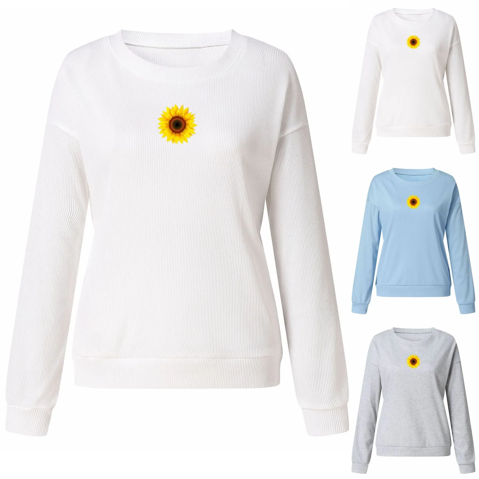 

Women Fashion Print Print Sweatshirt Loose Round Neck Long Sleeve Blouse Top Hooded Sweatshirt Women Zippe Fleece