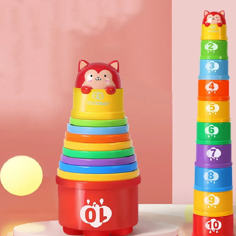 

Baby Stacking Cup Toys Beach Kids Pool Bathtub Toys Infant Rainbow Stacking Toys Parent-child Interaction Children's Day Gifts