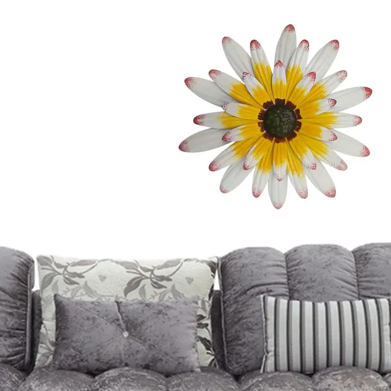 

Colorful Metal Flowers Decor Floral Wrought Iron Wall Pendant Hand-Painting Bright Colors Wall Art Decorations For Patio Garden