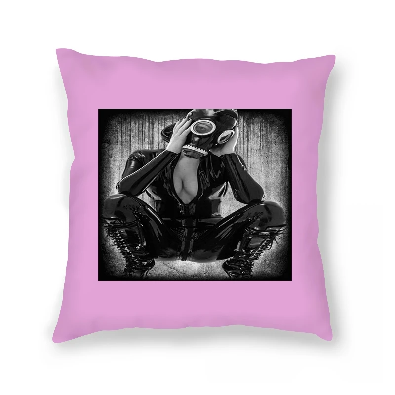 

Sexy Hot Latex Girl Gas Mask Pillow Case Printed