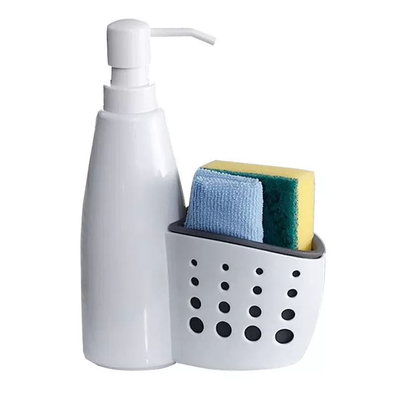 

2-In-1 Soap Dispenser Kitchen Sponge Holder Multi-function Liquid Detergent Container Box with Soap Holder