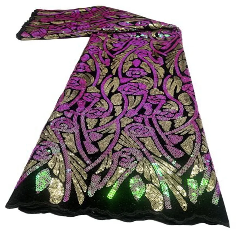 

French Tulle Lace Fabric Soft Bridal Materials Nigerian African Mesh Lace Fabric Sewing Sequins For Wedding Party Multicolor