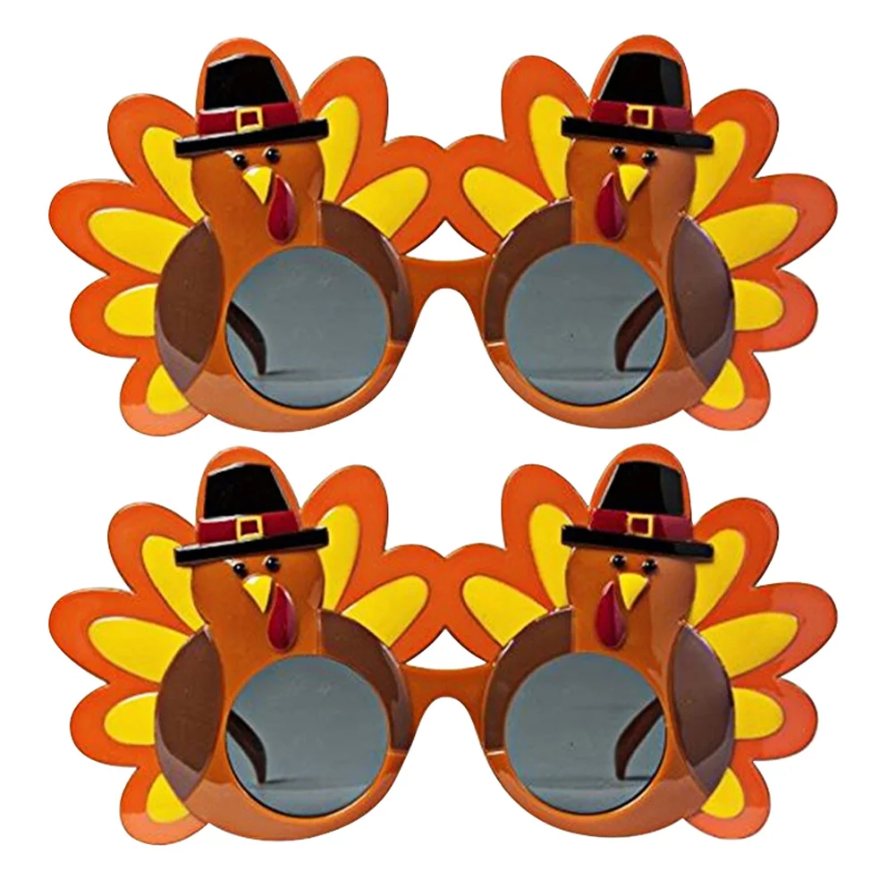 

2pcs Thanksgiving Day Eyewear Glasses Props Turkey Design Glasses for Festival Party