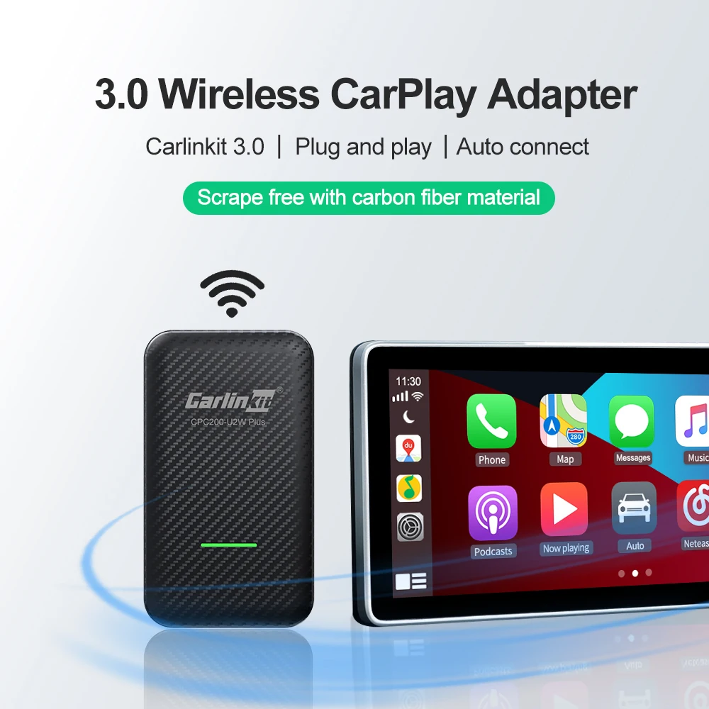 

2022 Carlinkit 3.0 New Version Wireless Apple Carplay Adapter U2W Plus for Audi Benz Volkswagen Volvo Porsche Carbon Fiber Shell