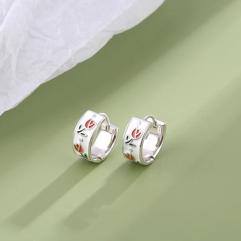 Серьги-кольца LATS белые розовые