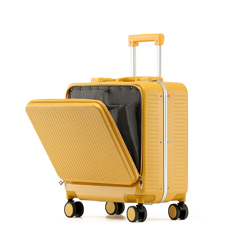 

Front Opening Suitcase Multi-functional Trolley Luggage USB Charging 20 Inch Boarding Luggage