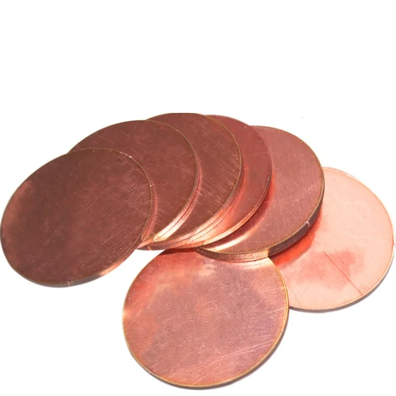 

0.5-5mm thick 50mm Pure 99.5% Round Copper Plate Electrode Sacrificial Anode Plating Sheet Customized CNC service