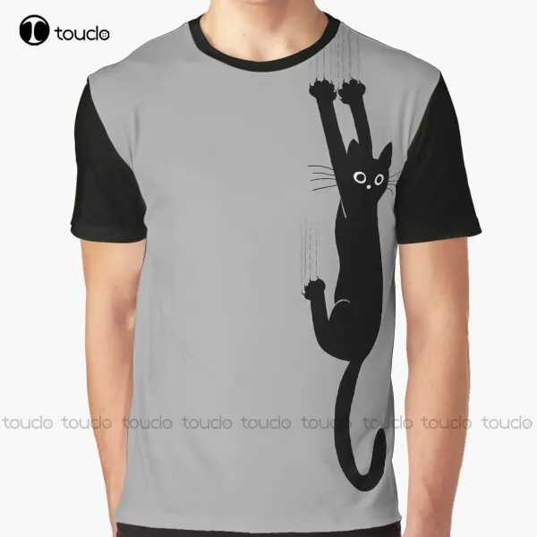 

Черная футболка с рисунком кошки, Мужская футболка с цифровой печатью, рождественский подарок, новая популярная модель
