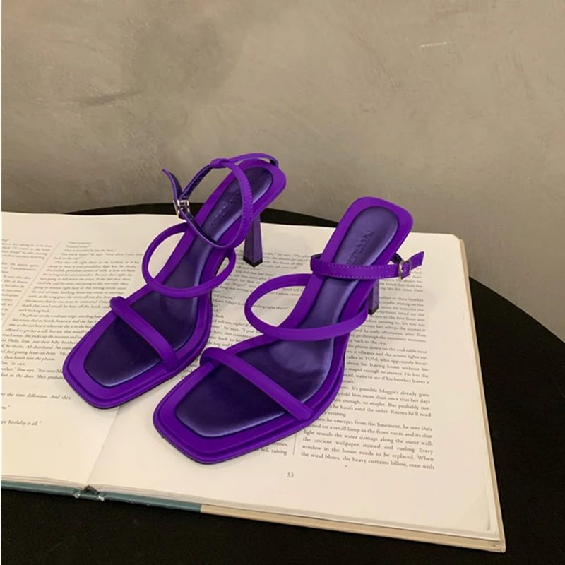 

Sandals Women New Purple Heels Stiletto Slingback Shoes High-heeled Sandals Ladies Summer High Heels Party Luxury Sandals Woman