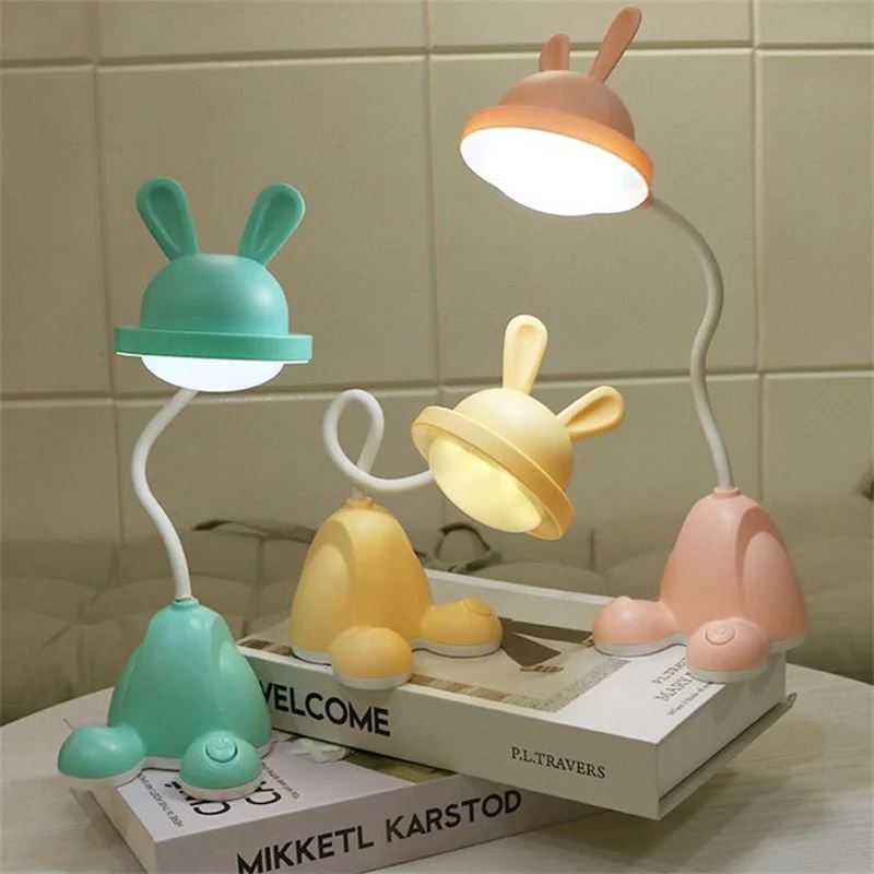 

LED Rabbit Cute Table Lamp USB Rechargeable Desk Reading Nigh Light Study Work Office Living Room Bedroom Home Decor Kids Gift