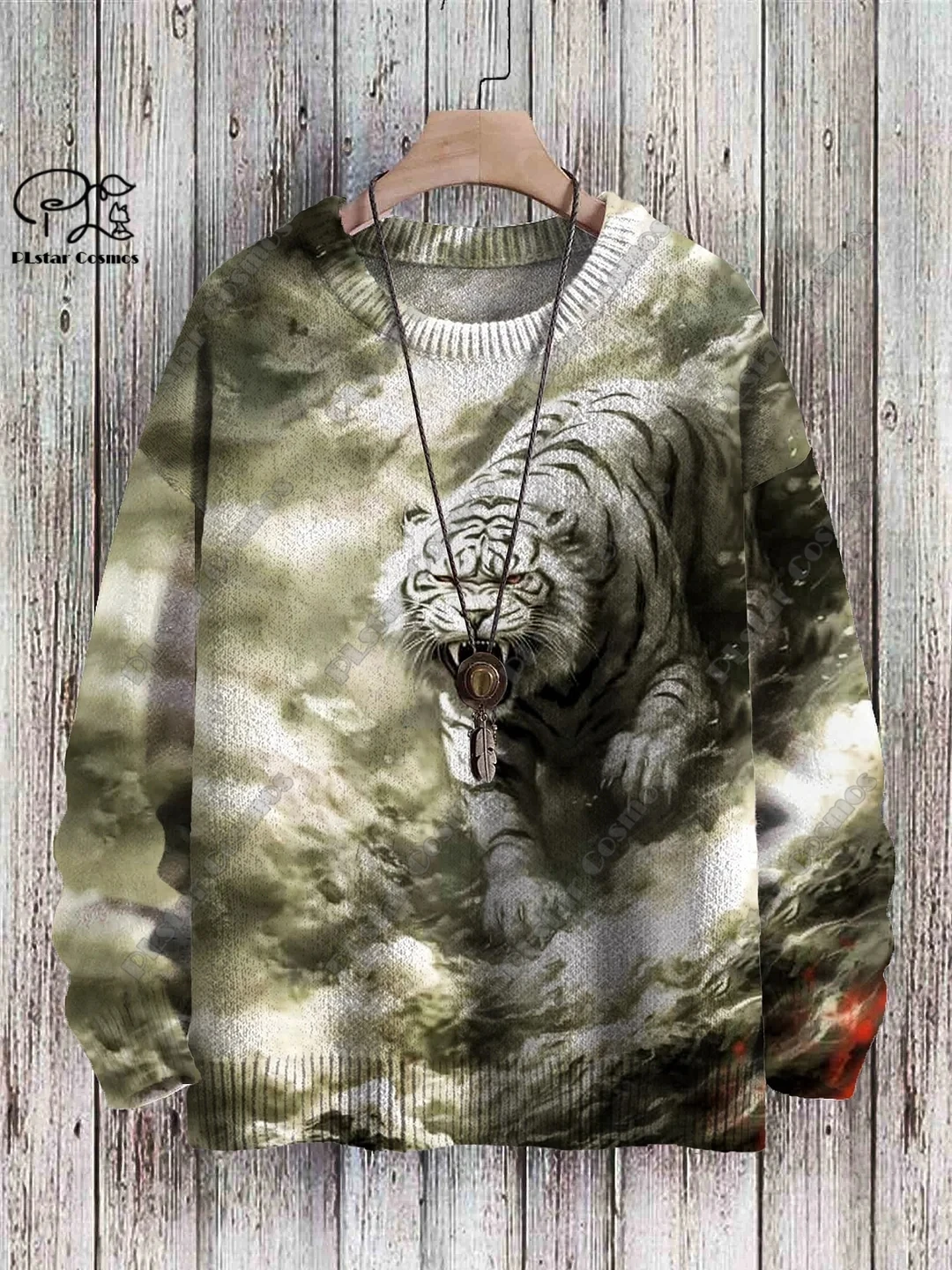 New animal series 3D printing retro cute lion tiger wolf art print authentic ugly sweater winter casual unisex sweater D-1