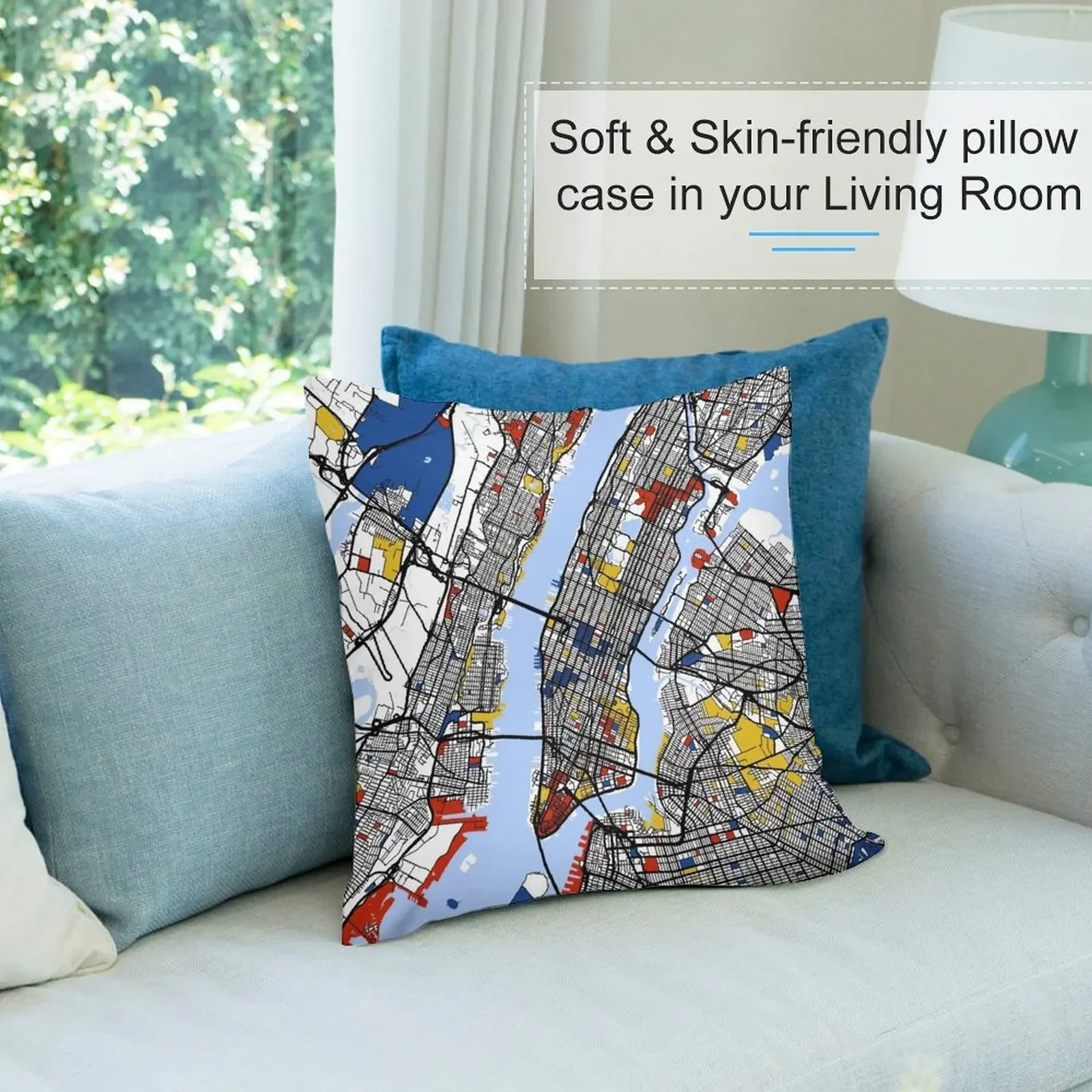 Карта Нью-Йорка Мондриана декоративная подушка эластичный чехол для дивана