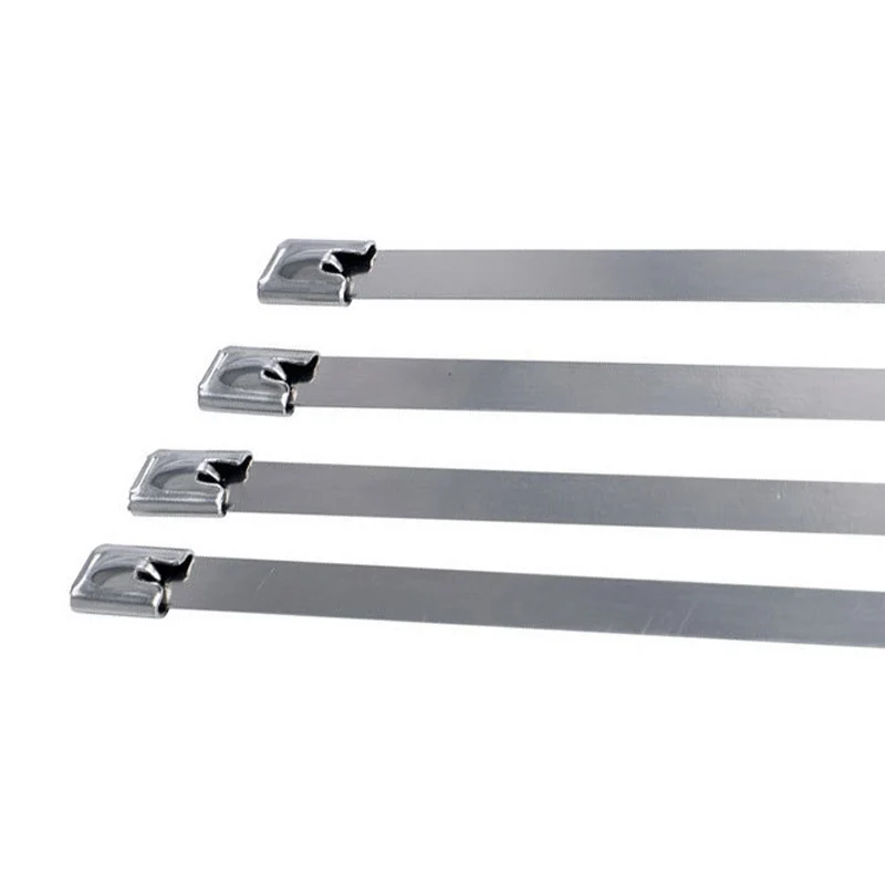 

100 шт. 304 # Кабельные стяжки из нержавеющей стали, 4,6 мм, сверхмощные самоблокирующиеся кабельные стяжки на молнии, многофункциональные металлические фиксирующие стяжки для выхлопной пленки