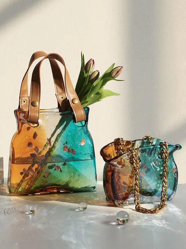 

Hot Selling INS Transparent Glass Lliving Room Flower Arrangement Flowers Vase Home Decoration