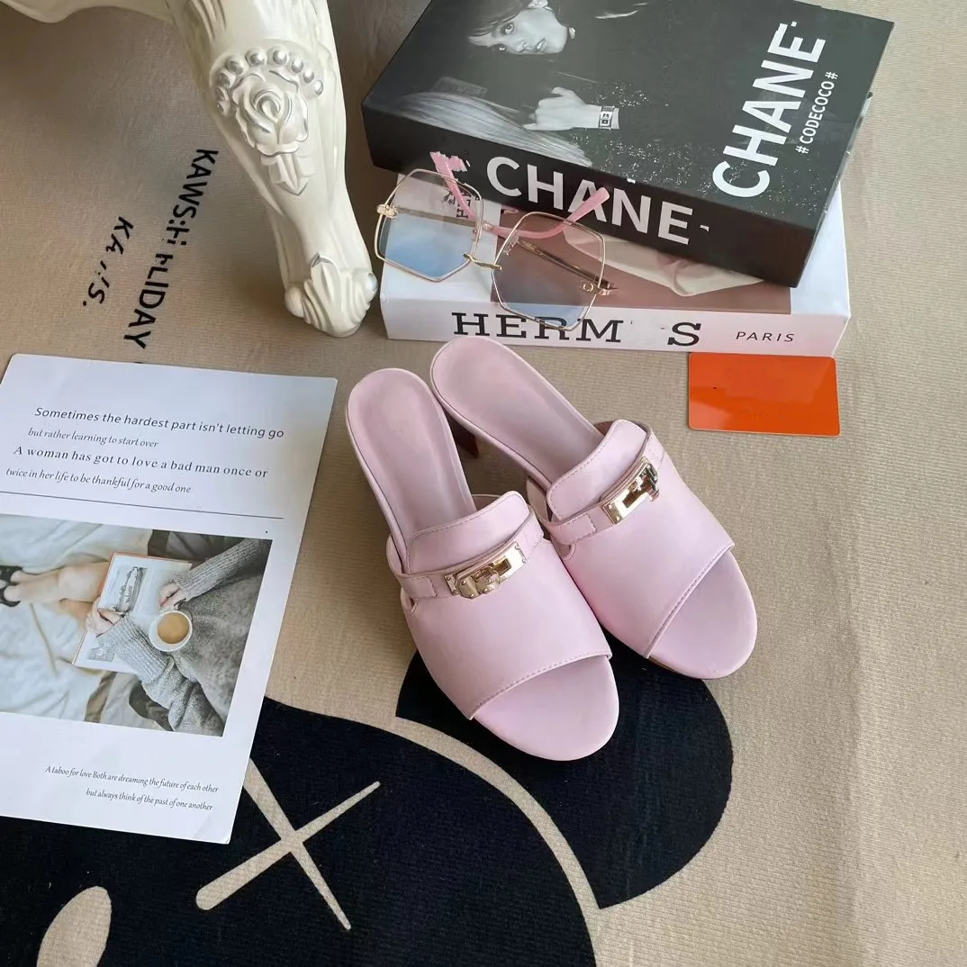 Slippers Women Casual Shoes Cowhide Outside sandalias Slip on Slingback Mules Basic Style zapatos mujer primavera verano 2023