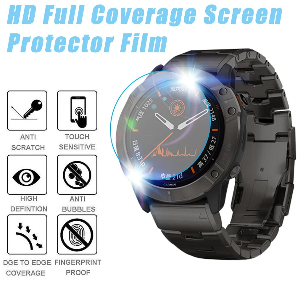 

1pack Hd Full Coverage Tpu Screen Protector Film Explosion-proof Smart Watch Band Protective For Garmin Fenix 6x Pro Solar