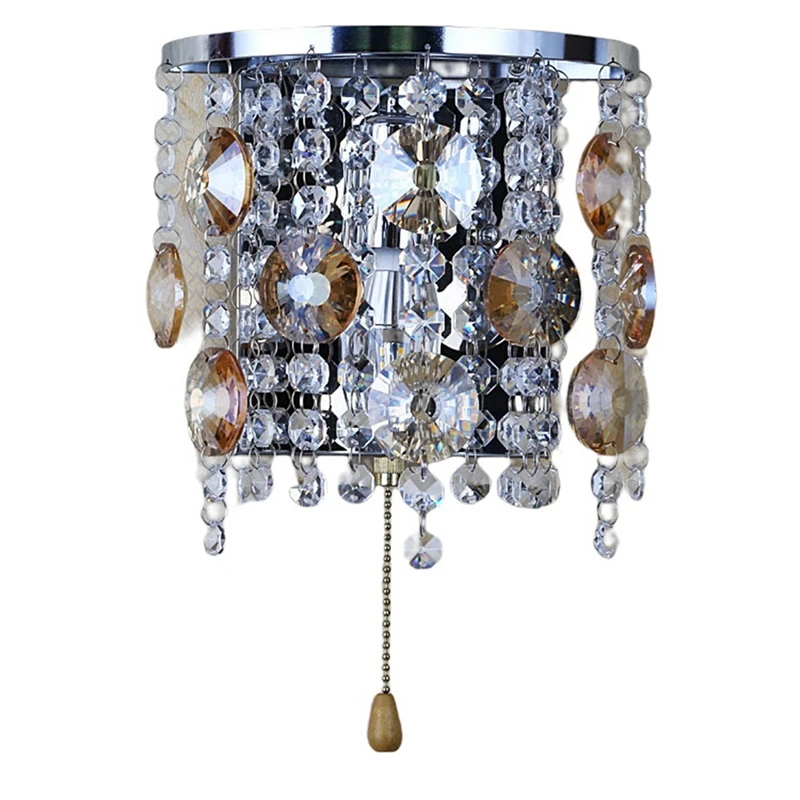 

American Country Iron Glass Crystal Wall Light Lamp E14 Retro Classic Clear Glass Crystal Wall Lamp Light