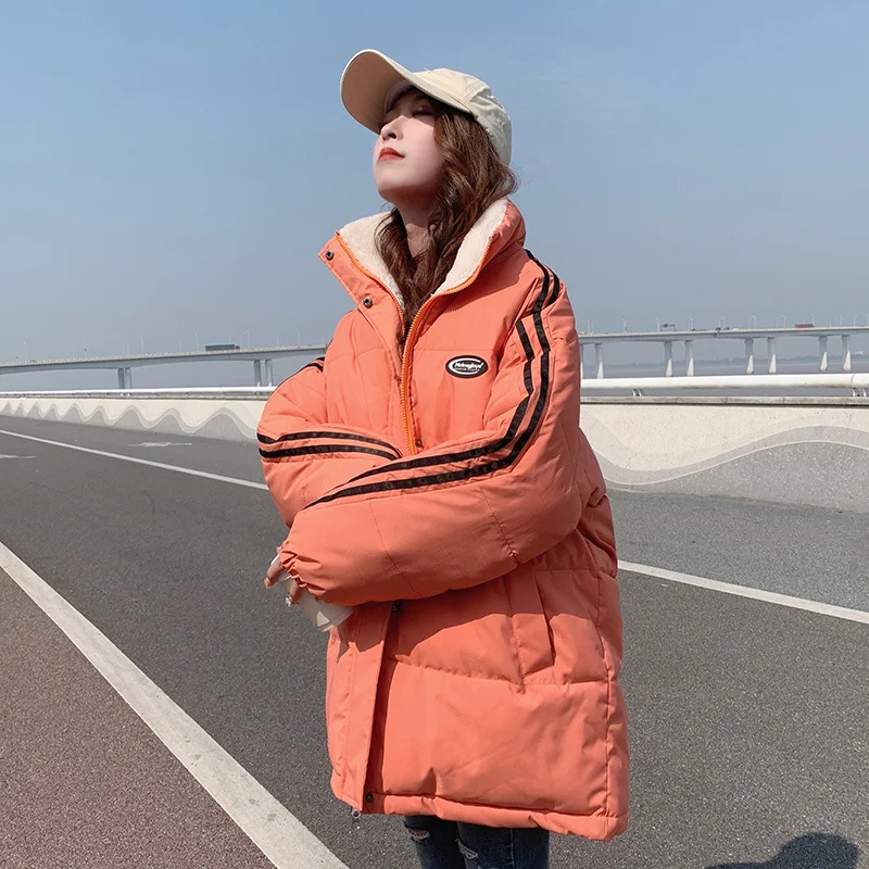 

Orange Thickened Bread Coat Short Down Cotton Coat Women's Korean Loose Autumn Winter Jacket Coats Free Shipping 2022 New Parkas