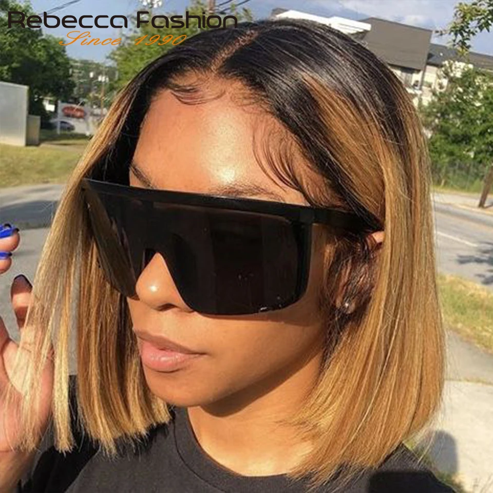Ed Blonde Bob Lace Wigs Straight Human Hair Wigs Brazilian Straight Lace Front Wigs Two Tone Bob Lace Front Wig