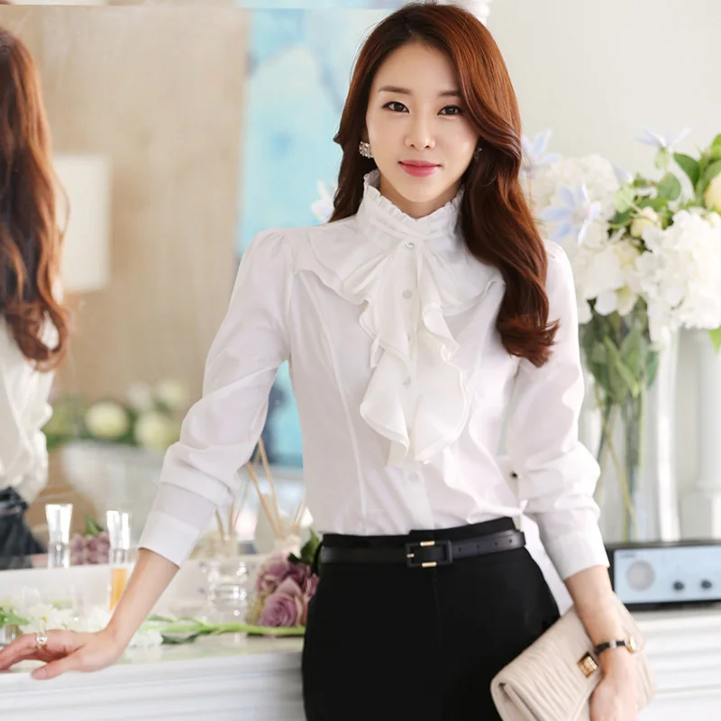 

Korean Women Blouse Lace St Collar Shirts Women Long Sleeve Autumn Winter Top Shirt Blusas Ropa De Mujer Ruffle Blusa Feminina