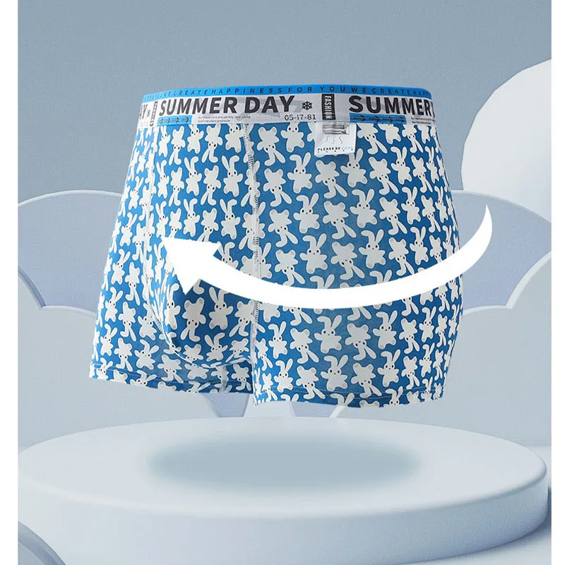 3Pcs Ultra-thin Breather Men Underwear Sexy Printing Ice Silk Male Underpants Mens Boxers Shorts Seamless Men's Panties