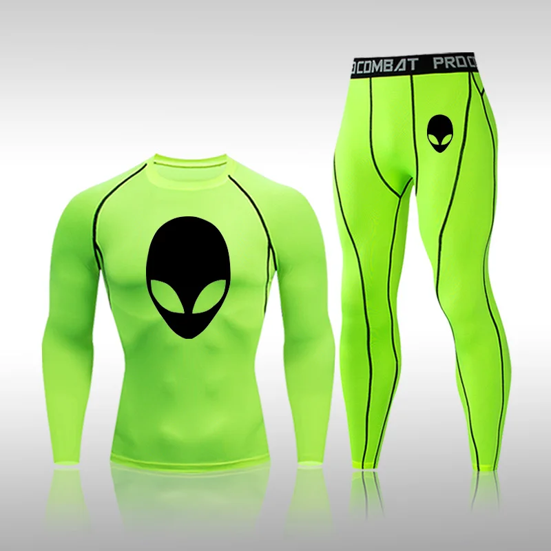 

Quick Dry Sportswear Gym Clothing Fitness Long Sleeve Tight Waist Leggings Sports Suits Men Tracksuit Compression Set Workout