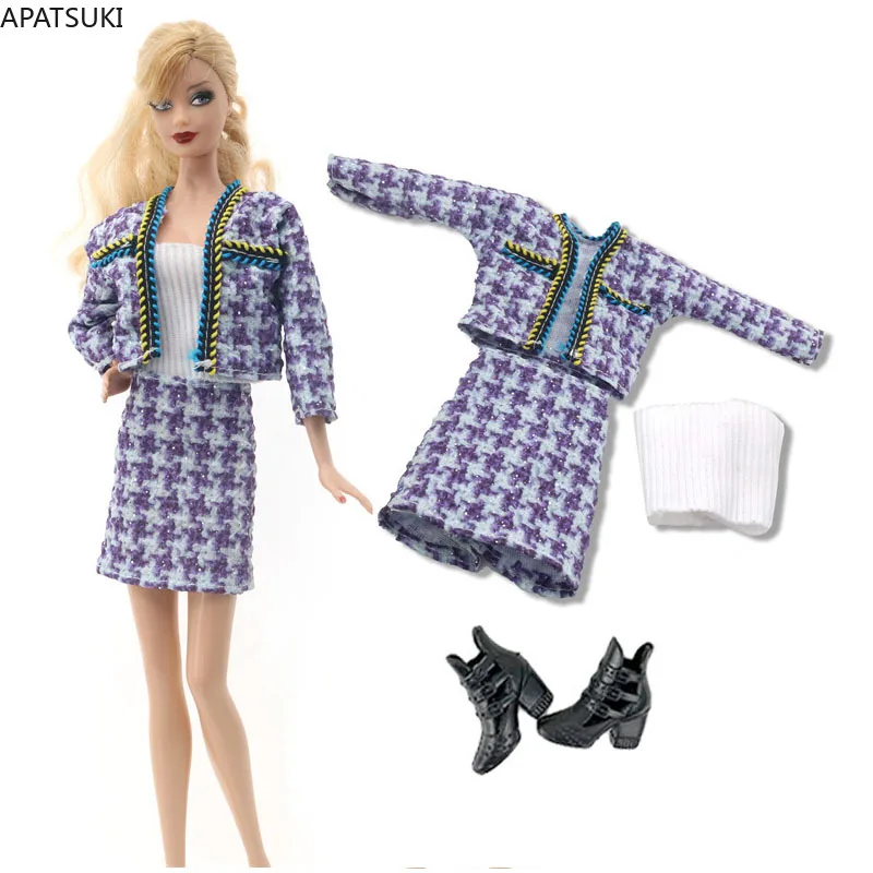 Пурпурный Маленький очаровательный комплект одежды для кукол Барби Женский