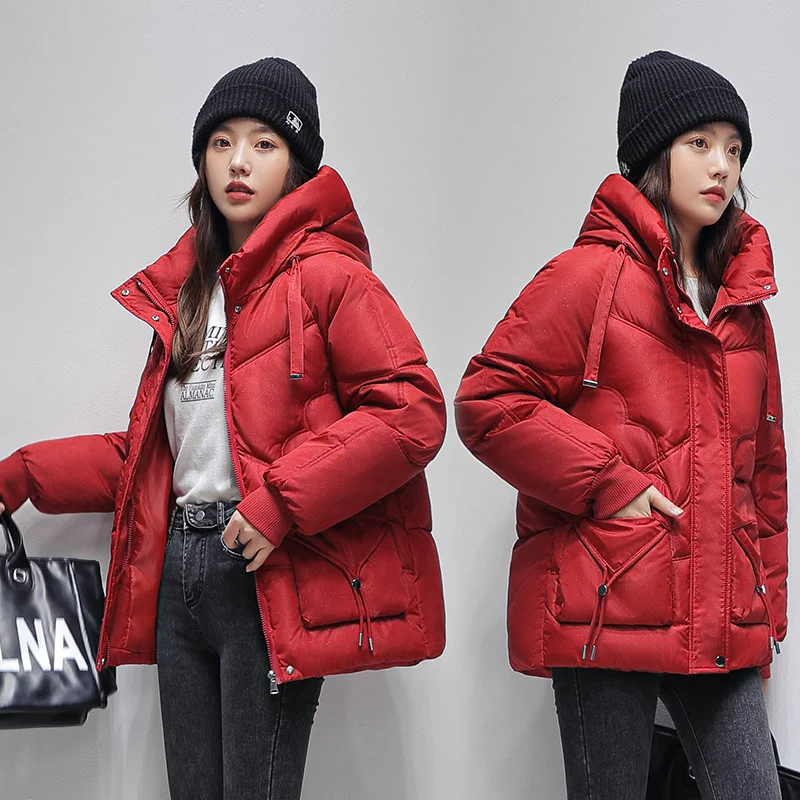 

Real time cotton padded jacket for women 2022 winter down jacket, small, Korean version, thick hooded bread jacket, medium