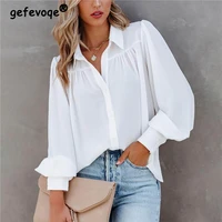 womens casual long sleeve oversized button up shirt autumn streetwear solid lapel loose office ladies blouse tops clothing 2022