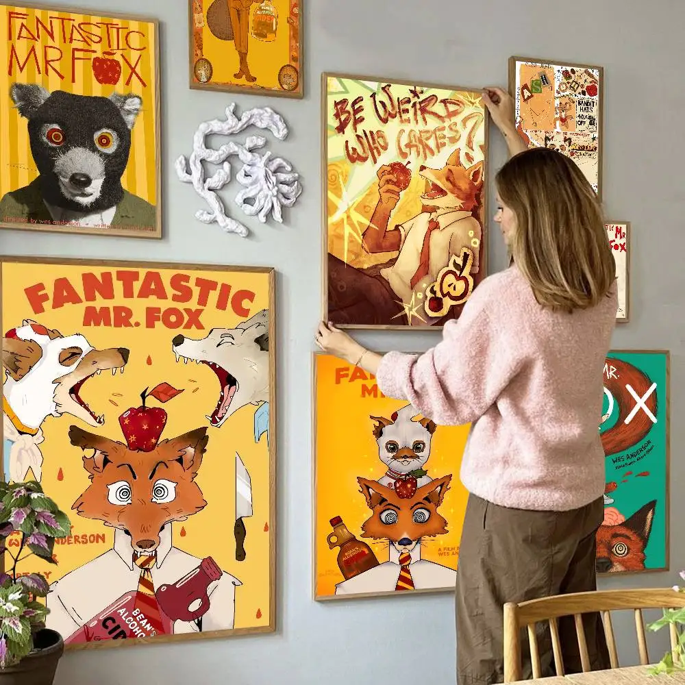 Фото Классические винтажные постеры с персонажами из мультфильмов F-Fantastic M-Mr. F-Fox, декор для комнаты, домашнего бара, кафе, скандинавский домашний декор №1