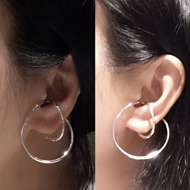 

New Design Trend Simple Geometric Distortion Irregular Curve Clip Earrings for Women Girl No Pierced Earrings