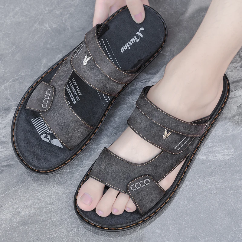 

Men sandals tide drive new amphibious 2022 summer work outside the soft bottom slippers leisure wear ins is cool procrastinate