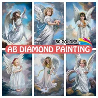 5d diamond painting cross stitch angel girl ab drill mosaic embroidery portrait picture of rhinestones kit home decor