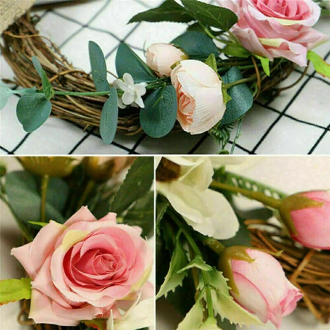 

1pc Rattan Ring ArtificialChristmas Artificial Vine Ring Wreath Rattan Wicker DIY Garland Xmas Party Decor Wedding Wreaths
