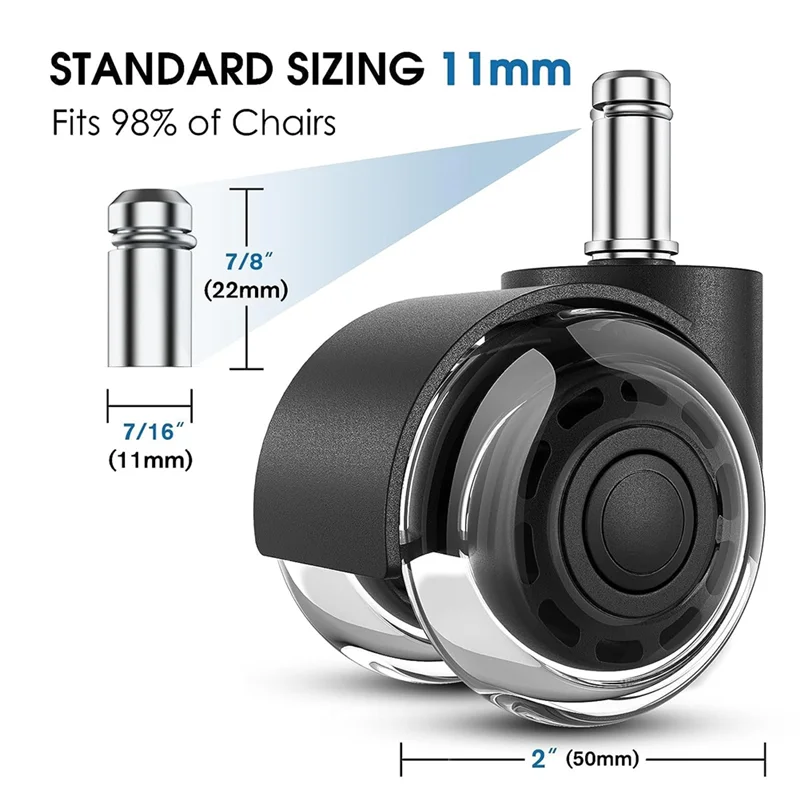 Колеса для офисного стула 2-дюймовые сменные мягкие бесшумные настольные ролики