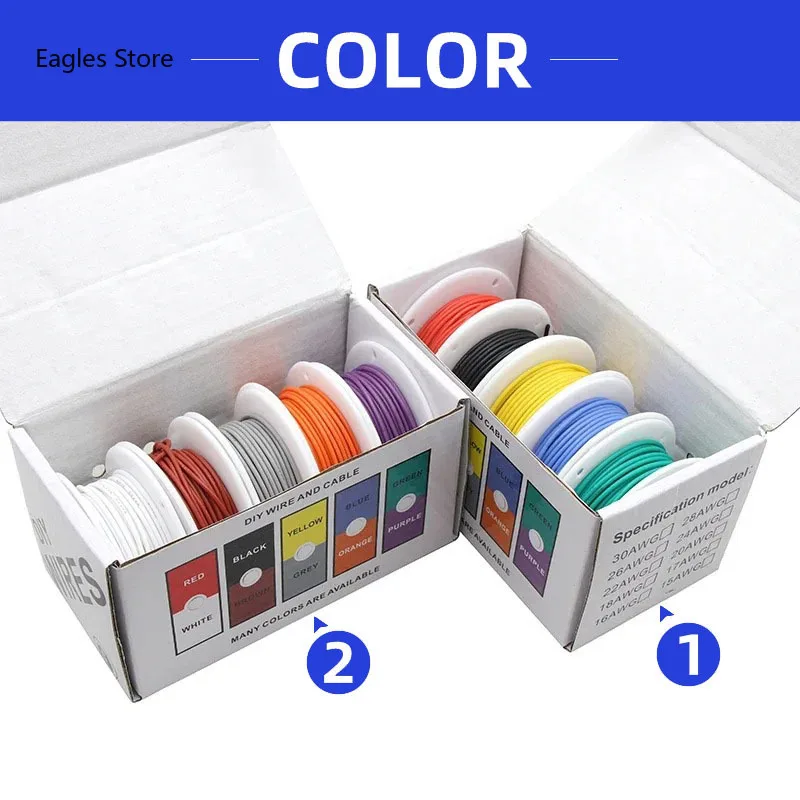 Термостойкий гибкий силиконовый провод AWG 28 5 цветов многожильный электрический