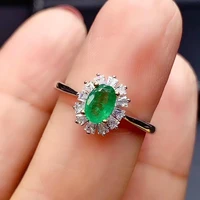 meibapj 46 high quality natural emerald gemstone flower ring for women real 925 sterling silver charm fine wedding jewelry