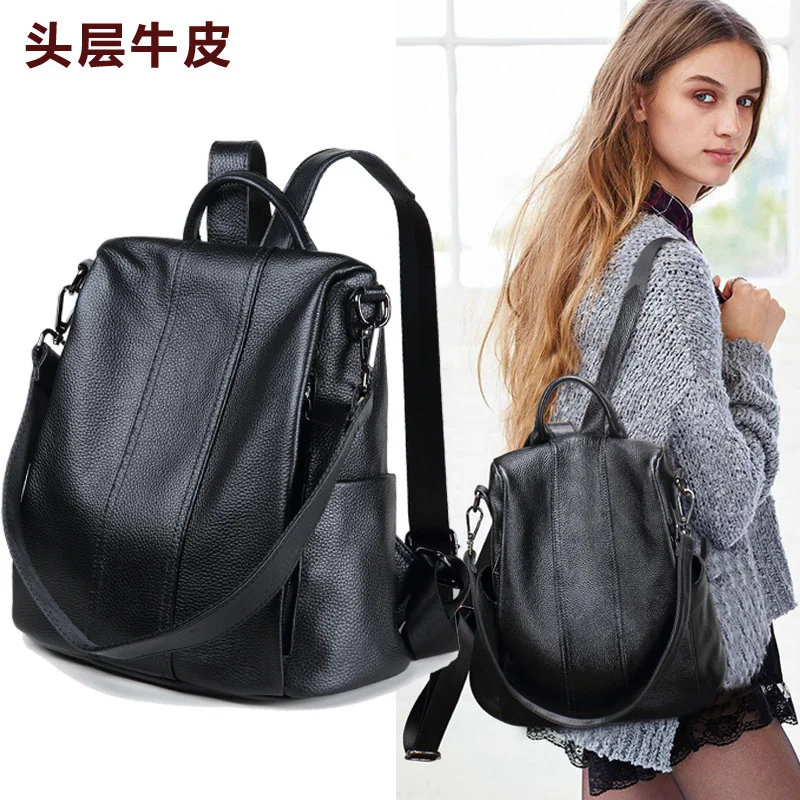 

high quality luxury brand Genuine women 2023 new Korean version versatile high-capacity cowhide bag soft leather backpack fashio