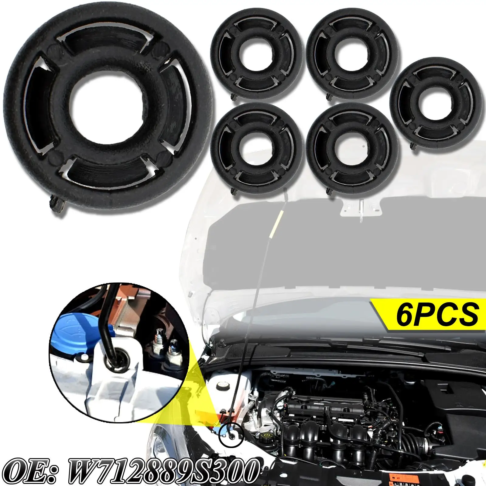 

6x для Ford Focus C-Max Fusion Mondeo MK4 Escape Kuga S-Max Автомобильный капот, опора для капота, стержень, шарнирная гайка, втулка W 712889 S300