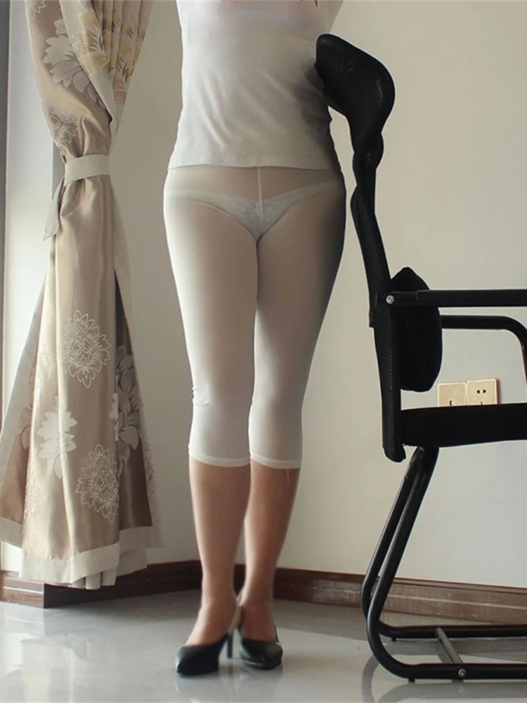 

New TVVOVVIN 2022 Silk Sexy Spring Summer Tight Transparent Calf-Length Pants Pencil Pants Mesh Lace Sexy Hot Korean Sweet 5RR6