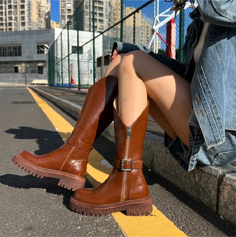 Женские осенние ботинки 2022 модные кроссовки на платформе до колена ковбойские