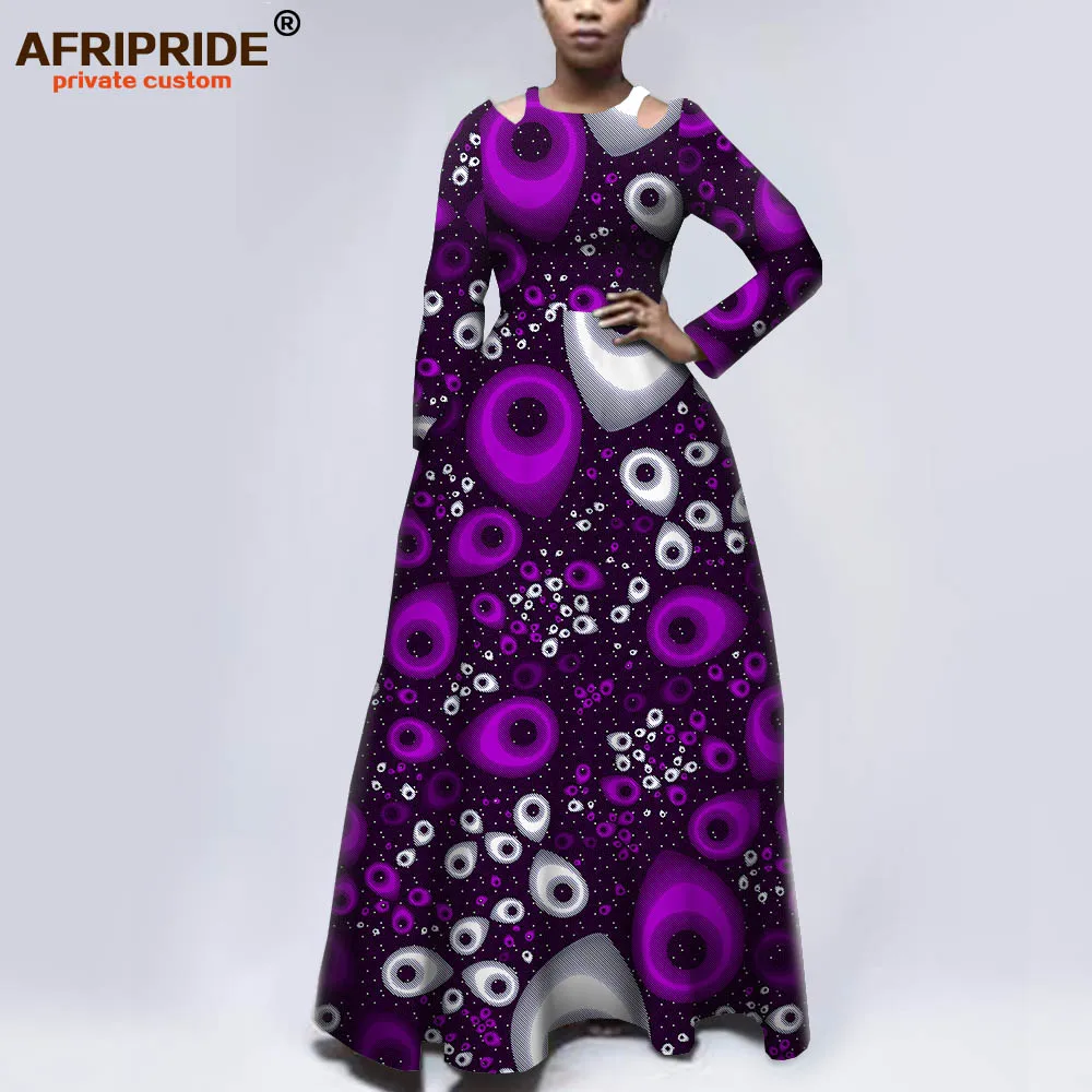 

Afripride african print dresses for women tailor made full sleeves floor length women fit and flare church dress A1925050