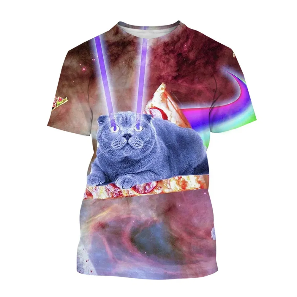 

Summer Galaxy Space Lovely Kitten Cat T-shirt 3D Printed Men Women Unisex Cool Animal Cat Tops Tees Large Size Clothing Apparel