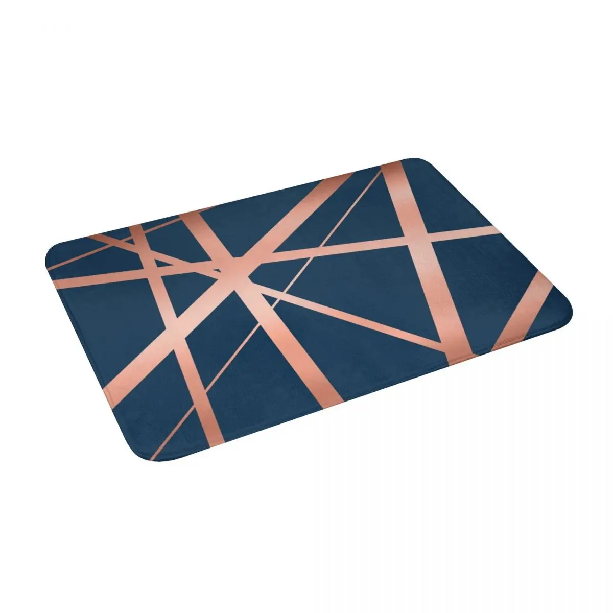 

Navy Rose Gold Luxe Bath Door Floor Mat Geometric Anti-slip Rug Carpet Entrance Living Room Home Kitchen Absorbent Fluff Bedroom
