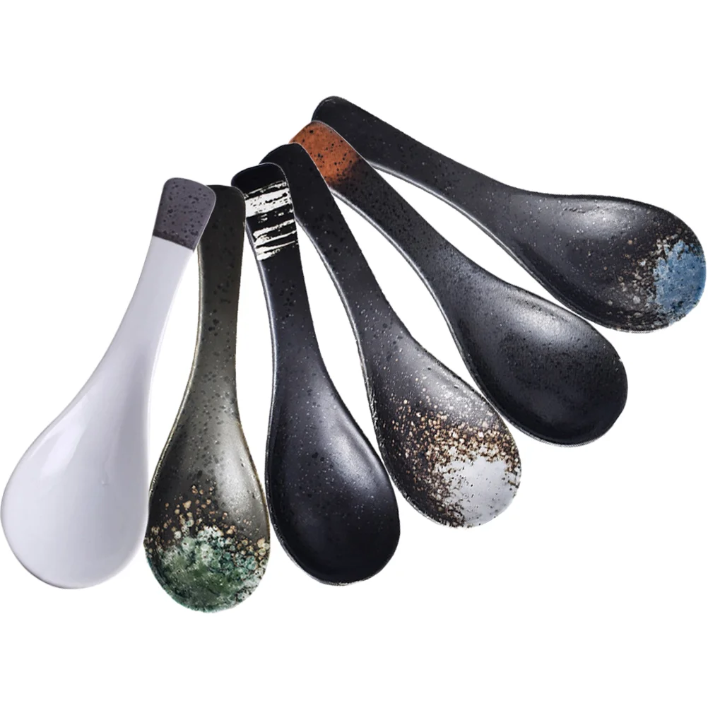 

Spoon Spoons Soup Ceramic Japanese Stirring Salt Tasting Teaspoon Honey Rice Miso Pho Wonton Porcelain Noodle Tablespoons Ramen