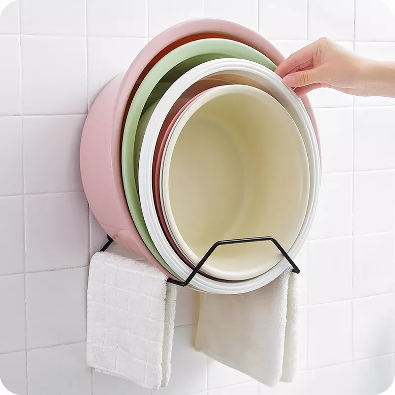 

1pc Bathroom Toilet Basin Rack Sucker Washbasin Storage Rack Free Punch Towel Holder Drain Storage Holder